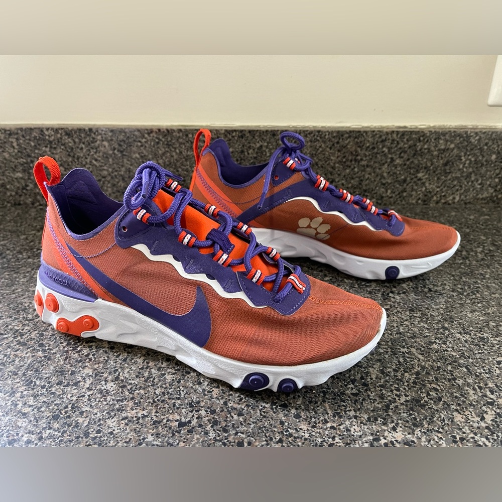 Nike React Element 55 Clemson Tigers NCAA Mens Size 8 CK4796-800